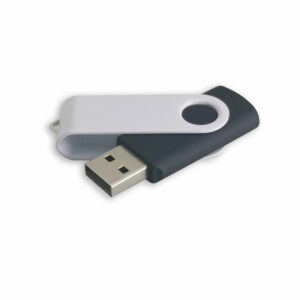 Plastic-Metal Swivel USB White Lid S430WL - 32GB, Black